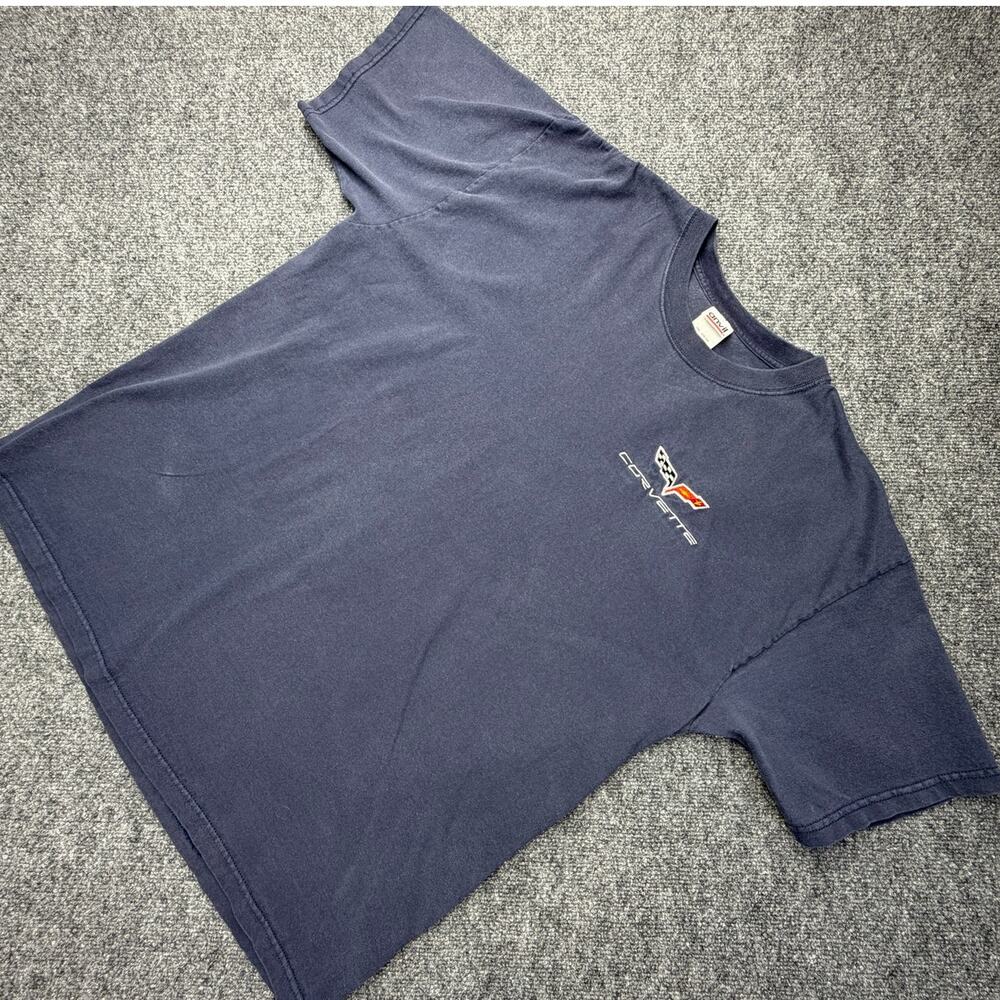 Vintage Corvette C5 Embroidered Logo Navy Blue Tee Shirt XL Chevrolet GM